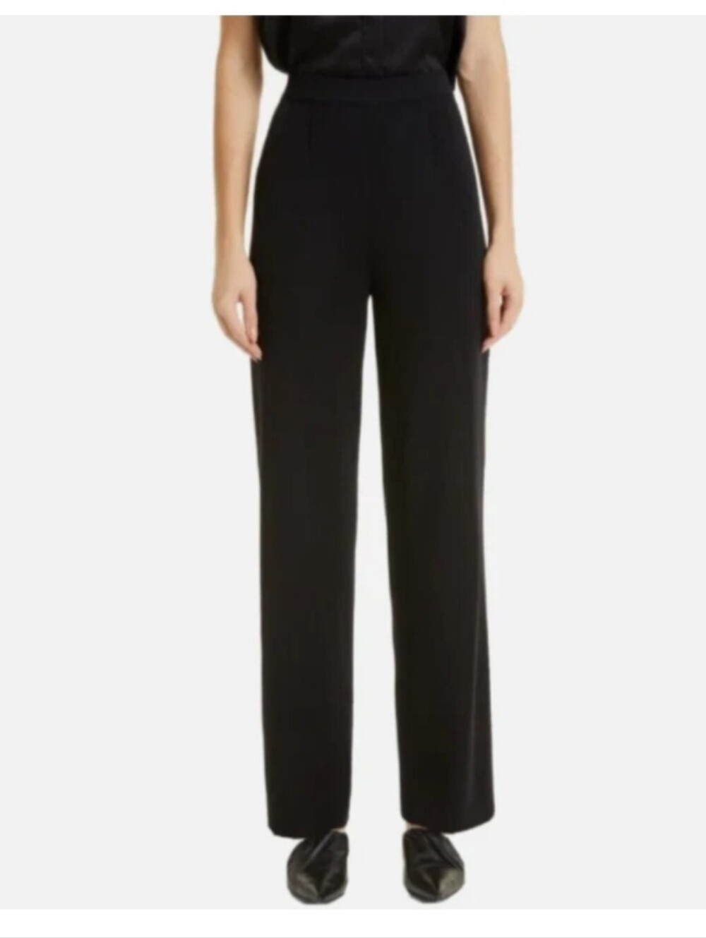 MISOOK Nancy Mylania Wide Leg Knit Pants $278 Sz S Black Pull On Trousers